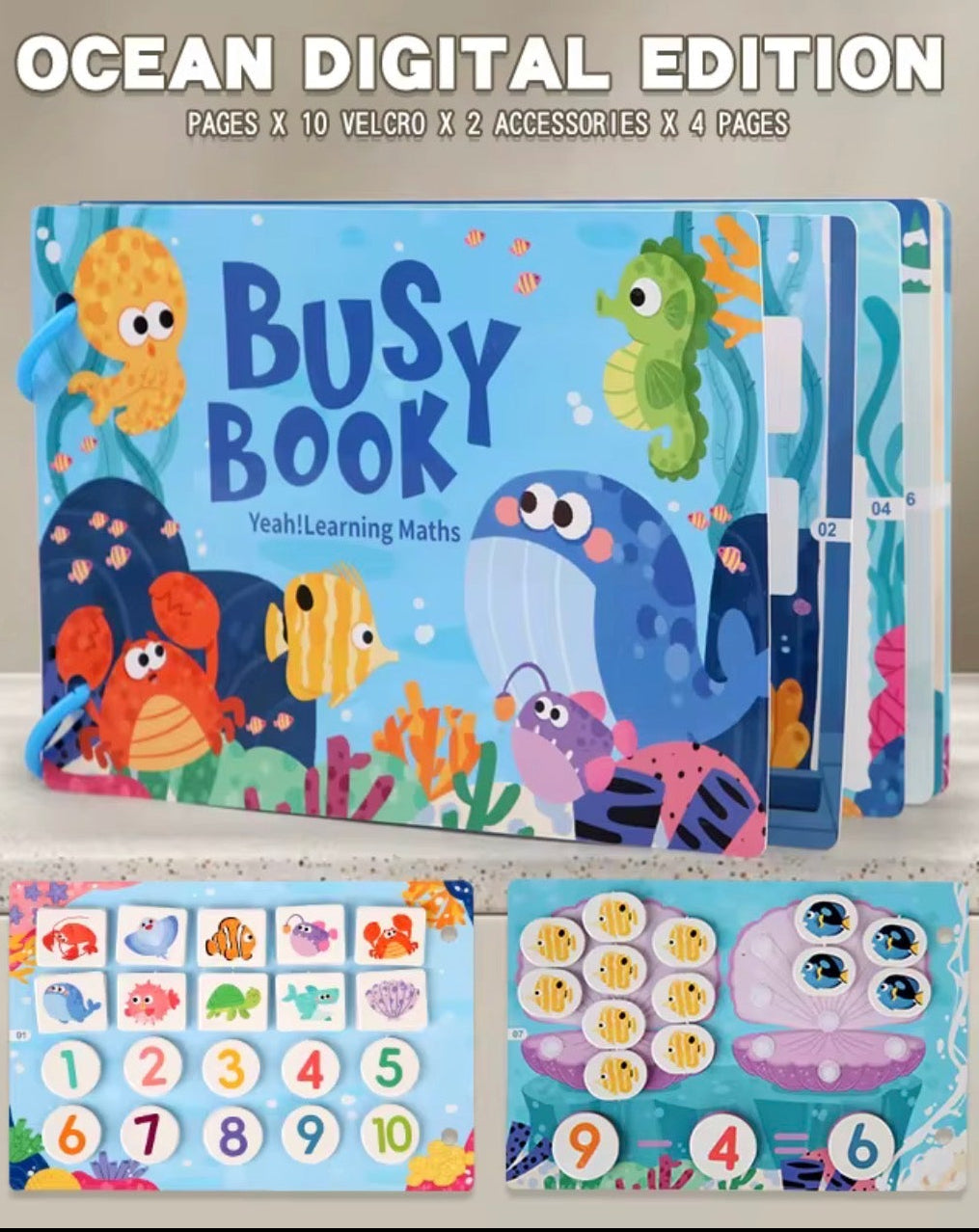 Busy Book Math Edition – Educational Learning Book for Kids (4-6 Years) | Laminated Activity Book