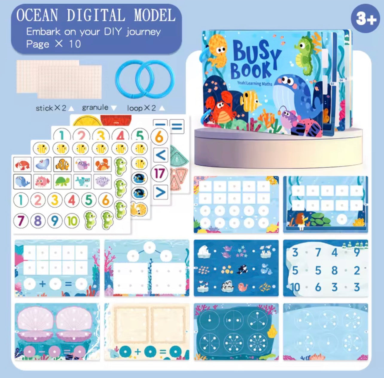 Busy Book Math Edition – Educational Learning Book for Kids (4-6 Years) | Laminated Activity Book